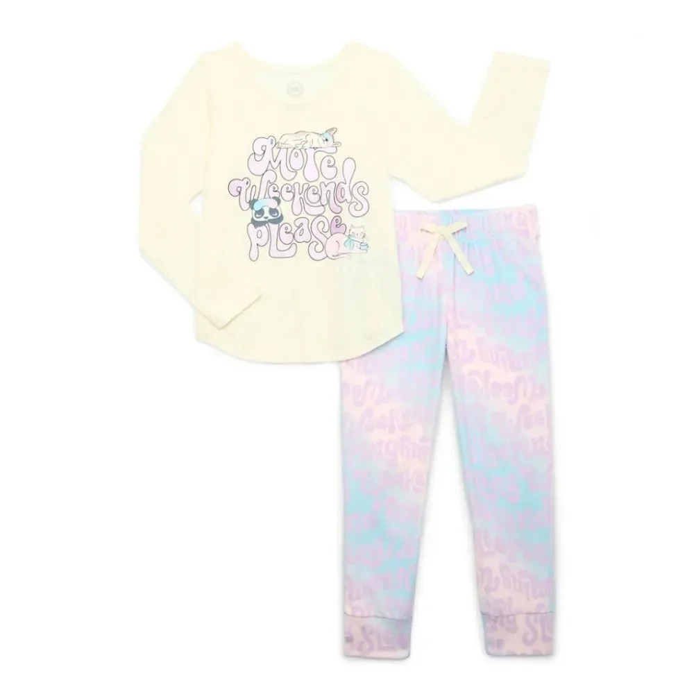 Long Sleeve Top with Jogger Pants Pajama Lounge Sleep 2pc Set 2-Pack Size M